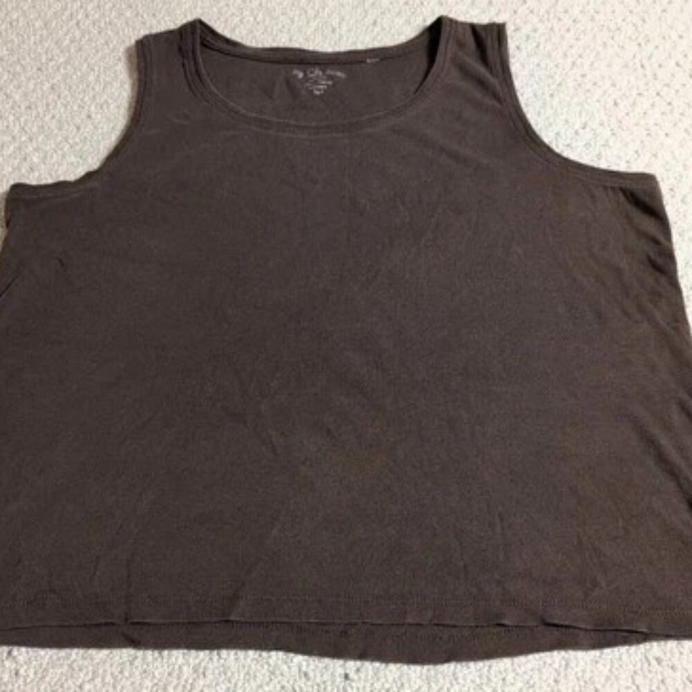 Blair Women's Brown Cotton Knit Tank Top Wide Straps 3 XLG
